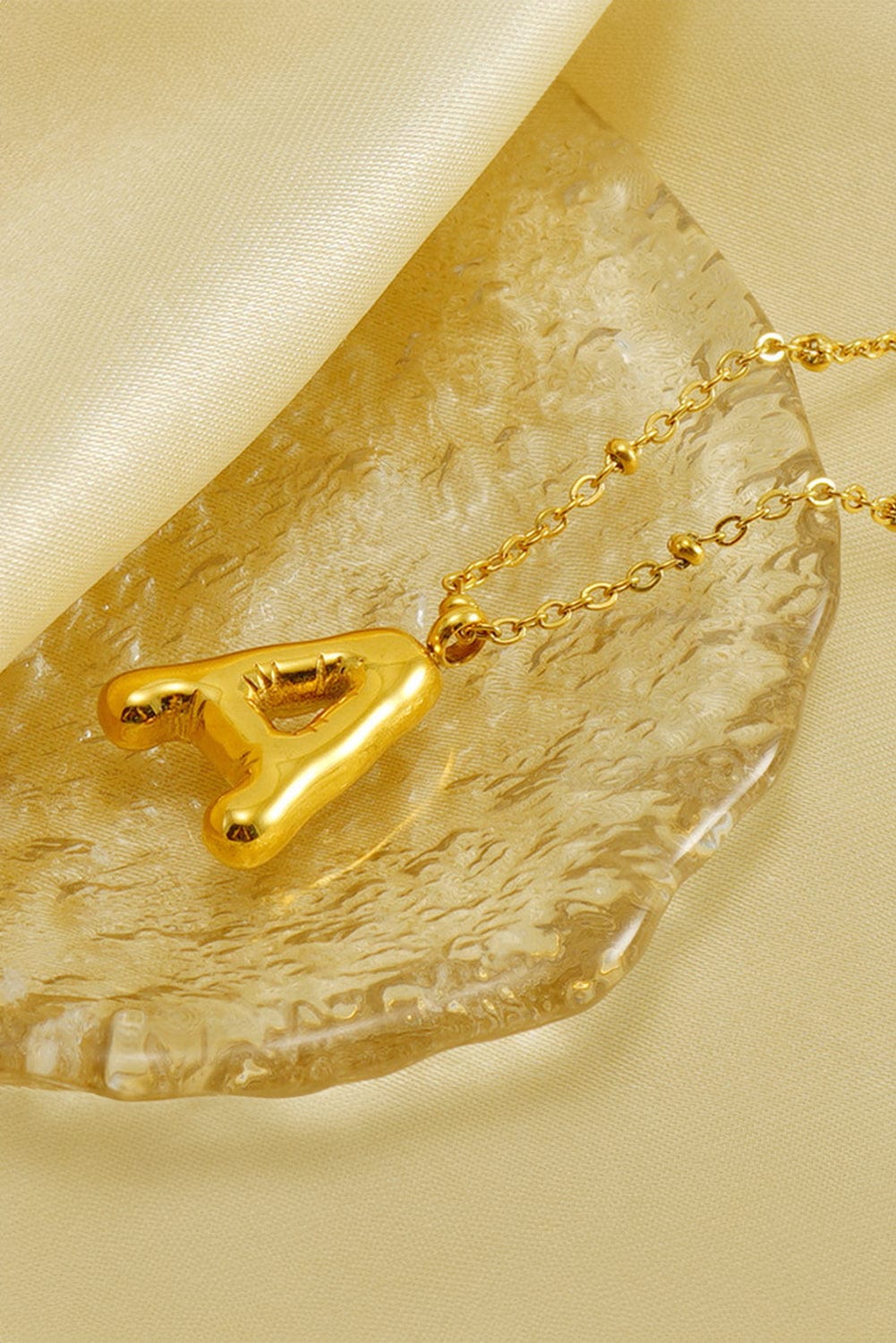 Gold A-Shape Alloy Pendant Necklace / One Size