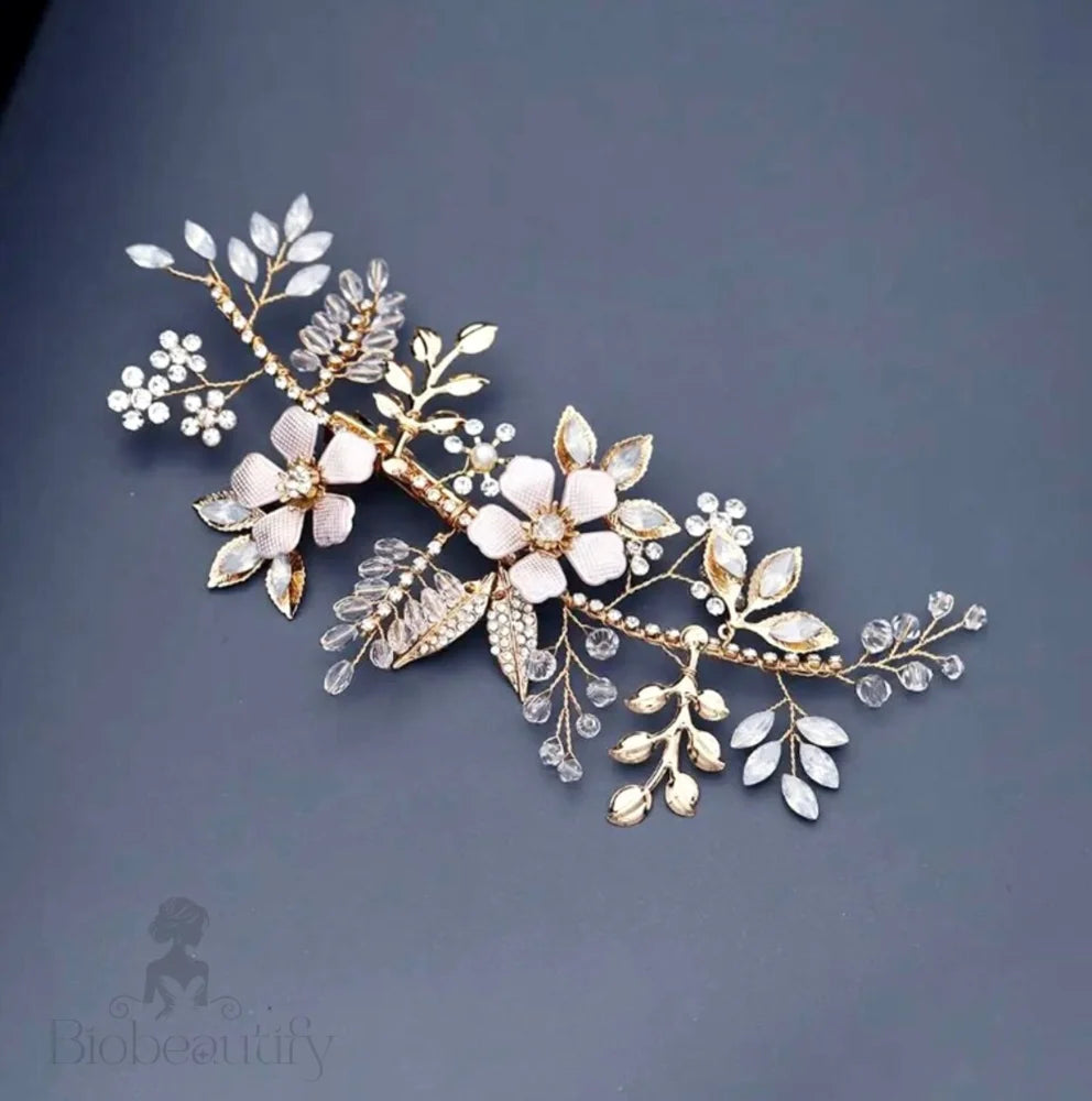 Gold Opal Bridal Hair Clip - Rosemary