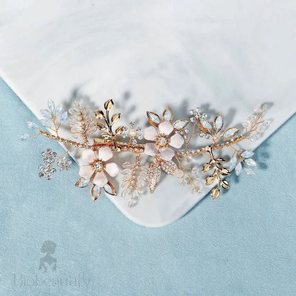 Gold Opal Bridal Hair Clip - Rosemary