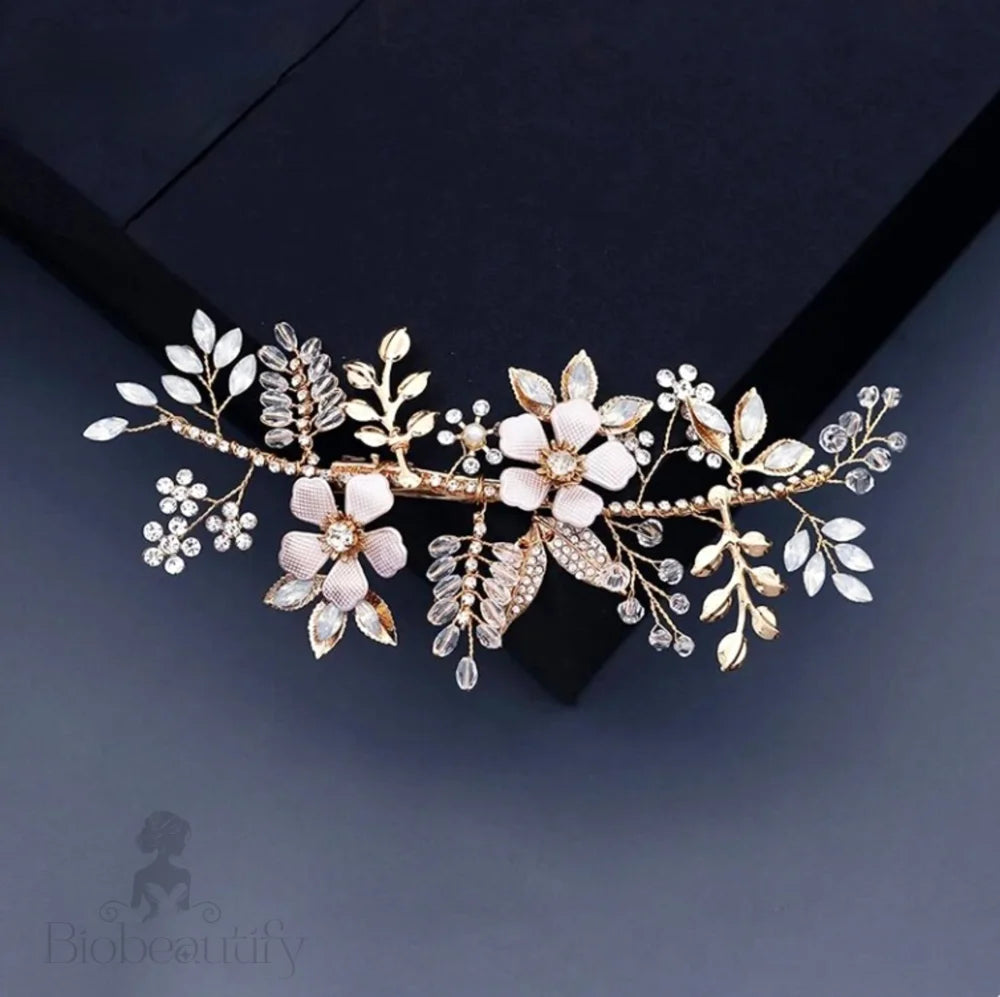 Gold Opal Bridal Hair Clip - Rosemary