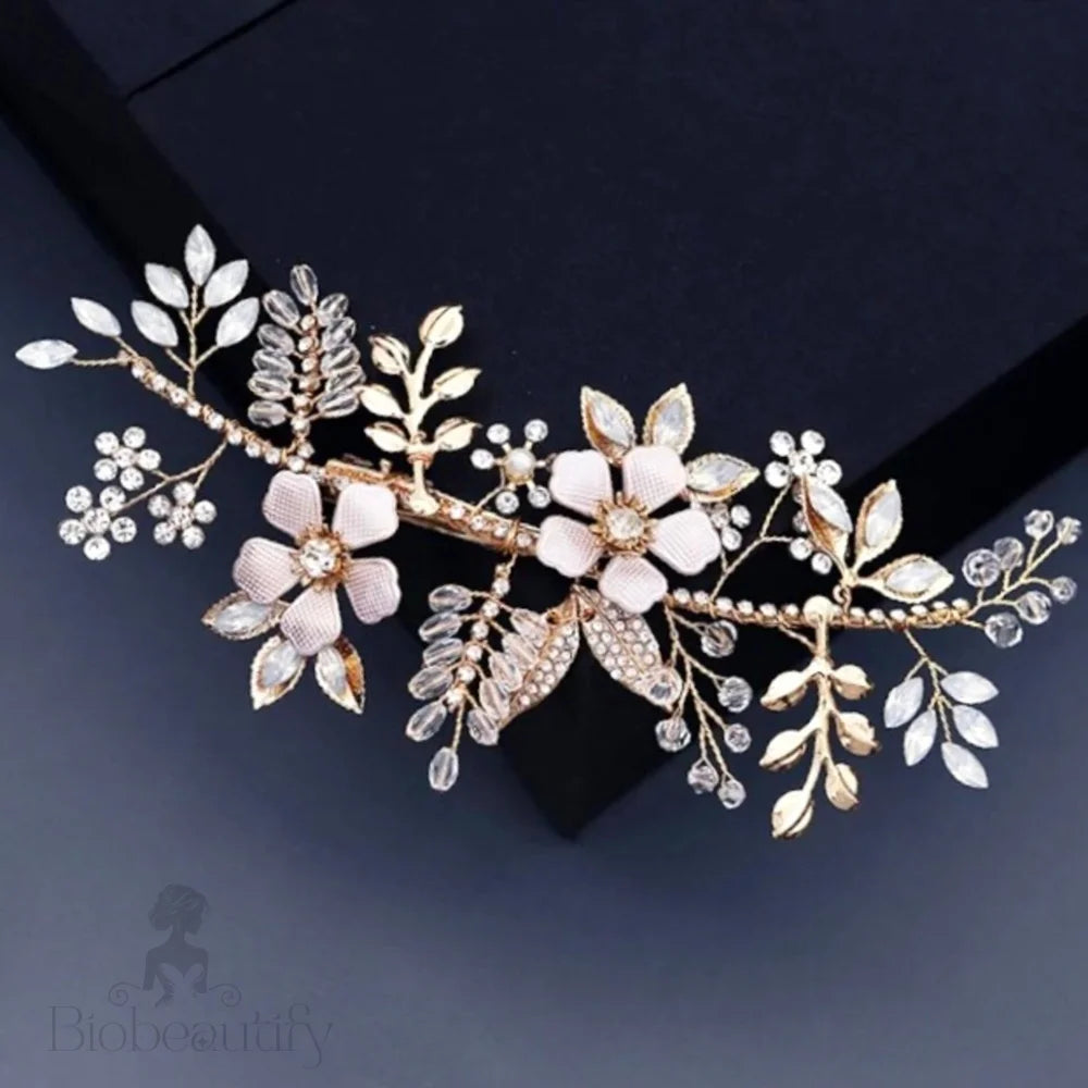 Gold Opal Bridal Hair Clip - Rosemary