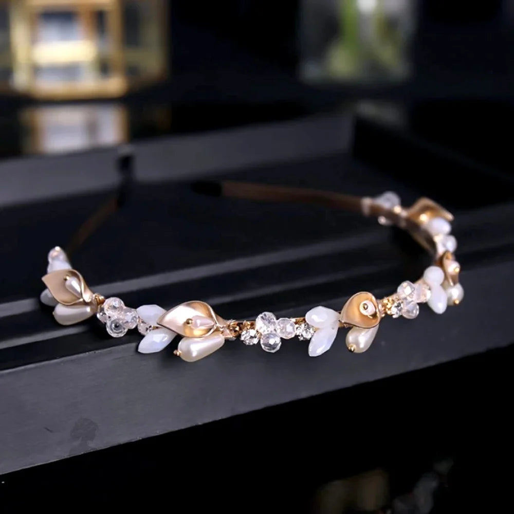 Gold Opal Headband For Brides - Shaye