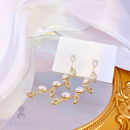 Gold Pearl Bridal Earrings By Ariella