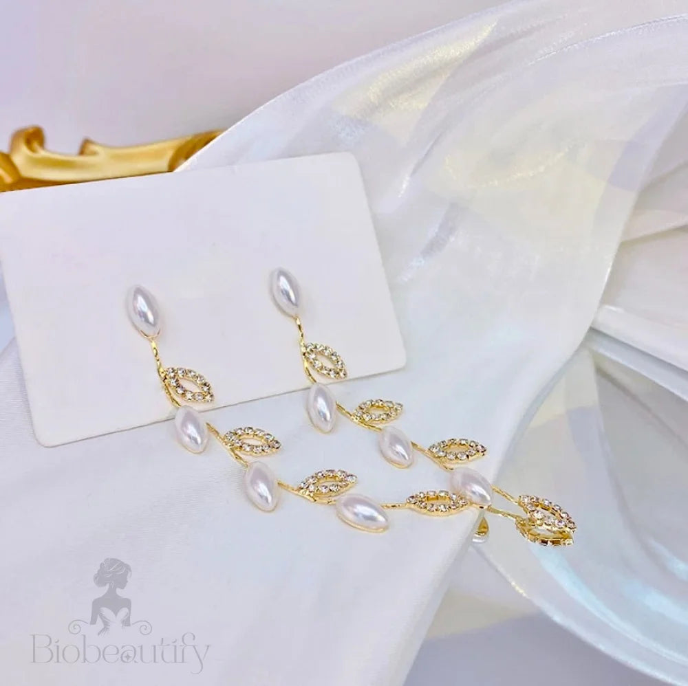 Gold Pearl Bridal Earrings By Ariella