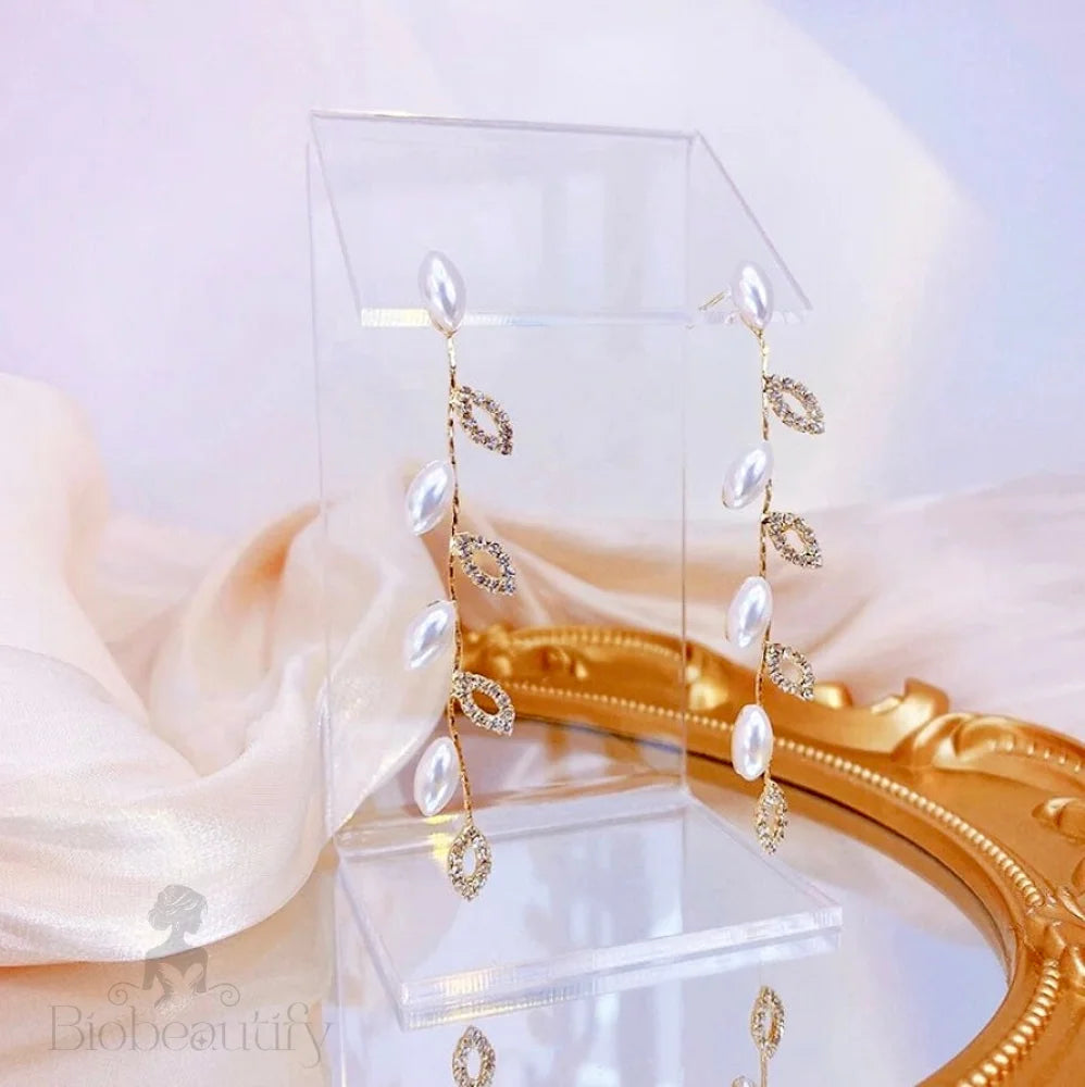 Gold Pearl Bridal Earrings By Ariella