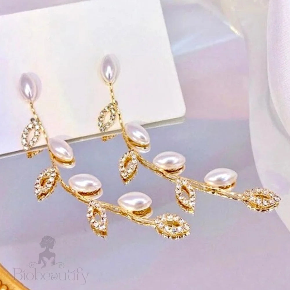 Gold Pearl Bridal Earrings By Ariella