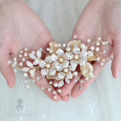 Gold Pearl Bridal Hair Clip ’Logan’