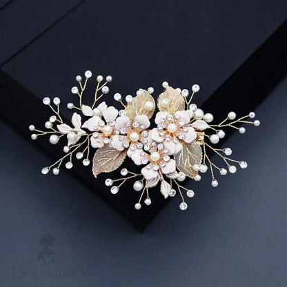 Gold Pearl Bridal Hair Clip ’Logan’