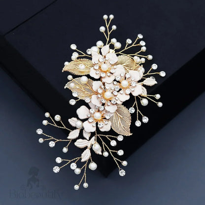 Gold Pearl Bridal Hair Clip ’Logan’