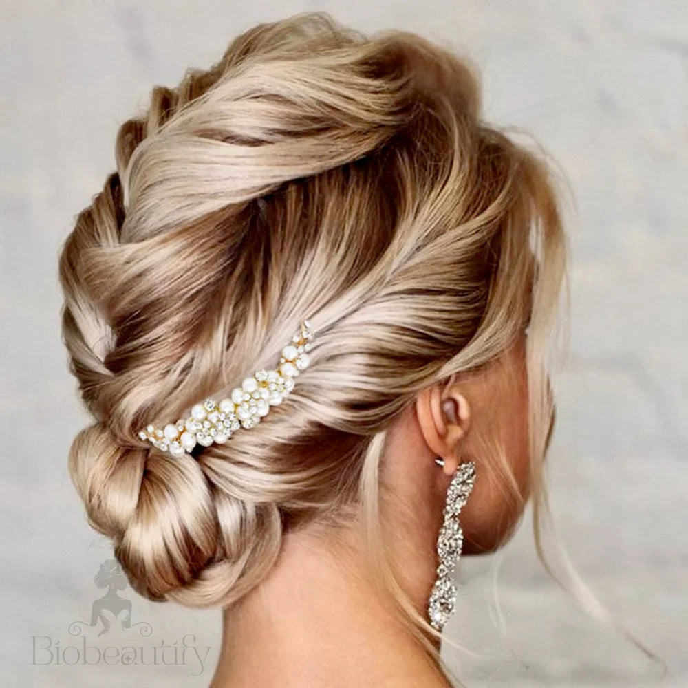 Gold Pearl Bridal Hair Comb By Bertha