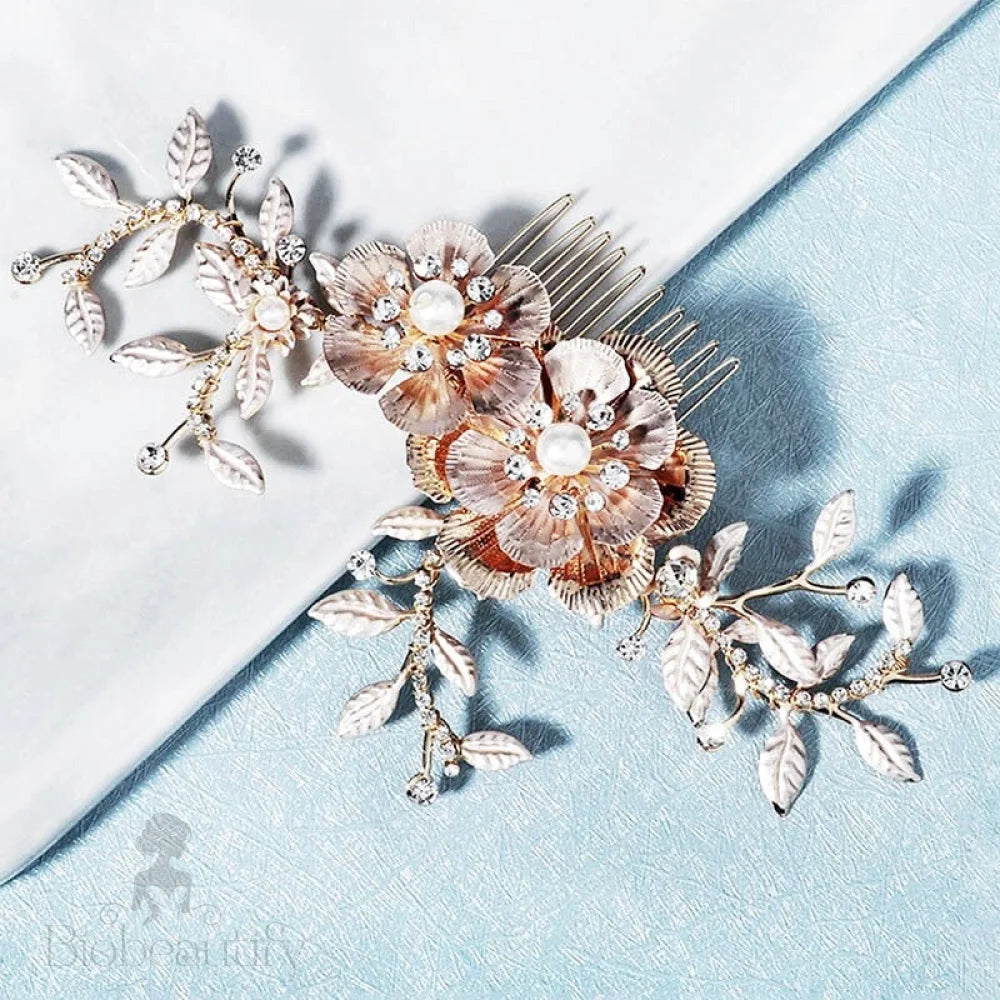 Gold Pearl Bridal Hair Comb Laine