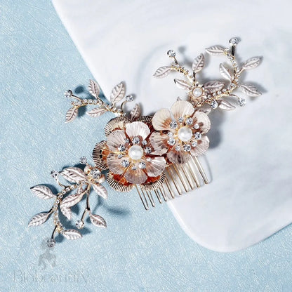 Gold Pearl Bridal Hair Comb Laine