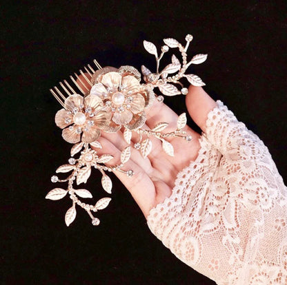 Gold Pearl Bridal Hair Comb Laine