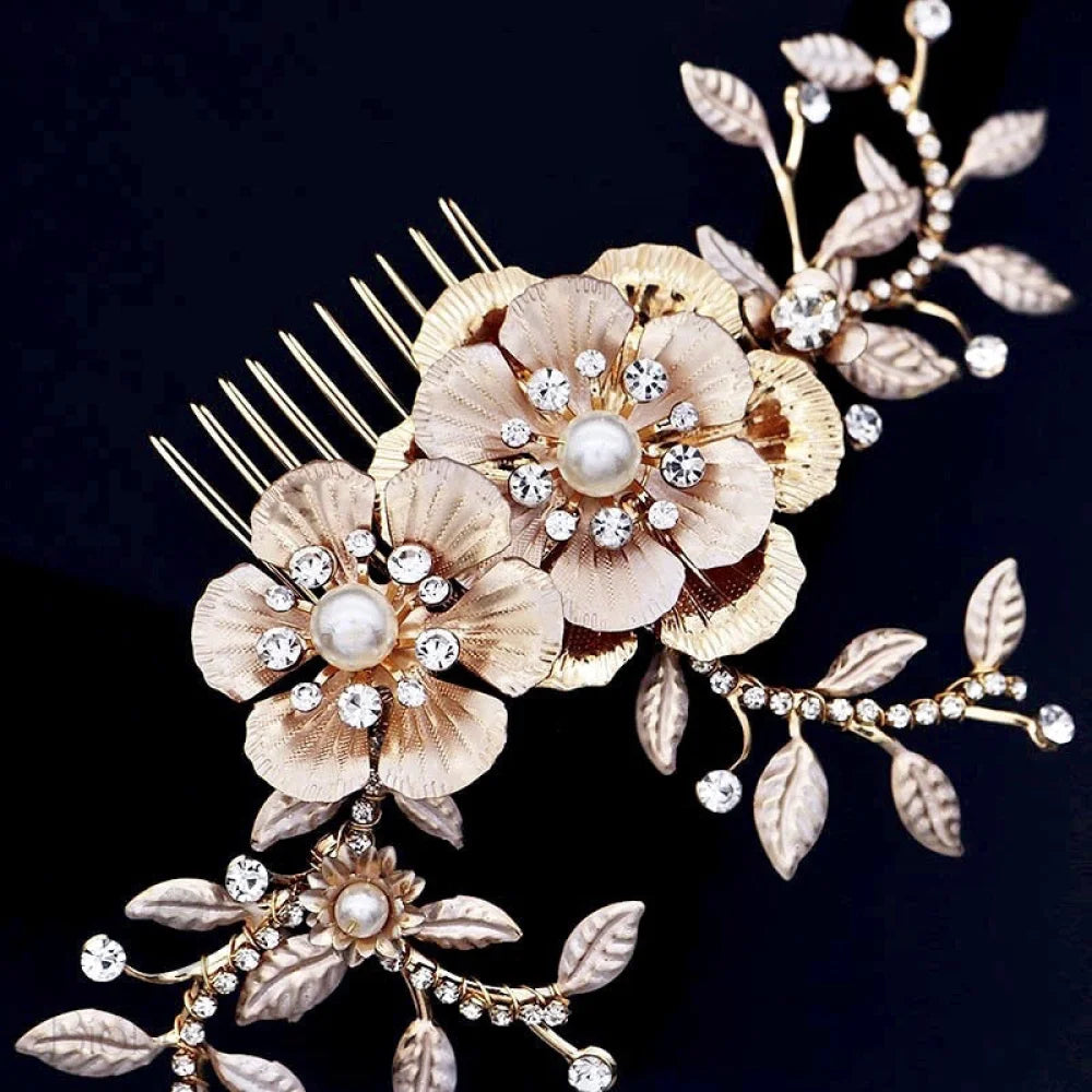 Gold Pearl Bridal Hair Comb Laine