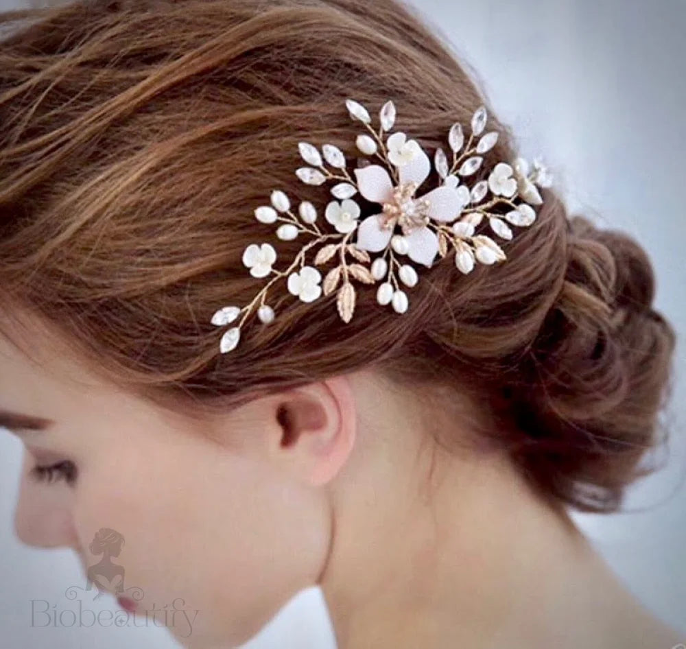 Gold Pearl Bridal Hair Comb Mimi