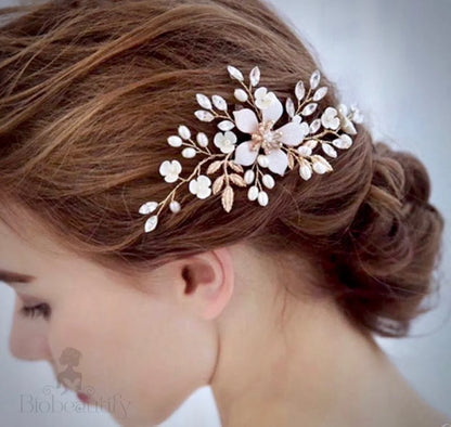 Gold Pearl Bridal Hair Comb Mimi