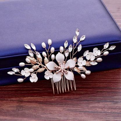 Gold Pearl Bridal Hair Comb Mimi