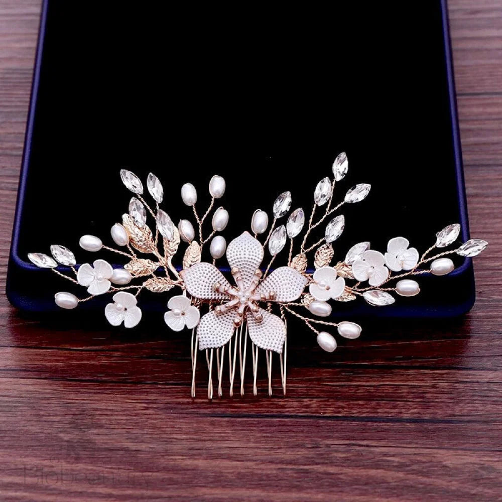 Gold Pearl Bridal Hair Comb Mimi