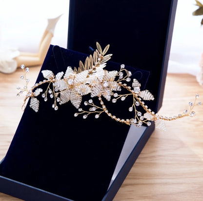 Gold Pearl Bridal Hair Vine Cherry