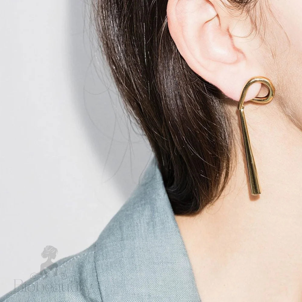 Gold-Plated Alpha Pendant Earrings