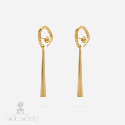 Gold-Plated Alpha Pendant Earrings One Size / Gold