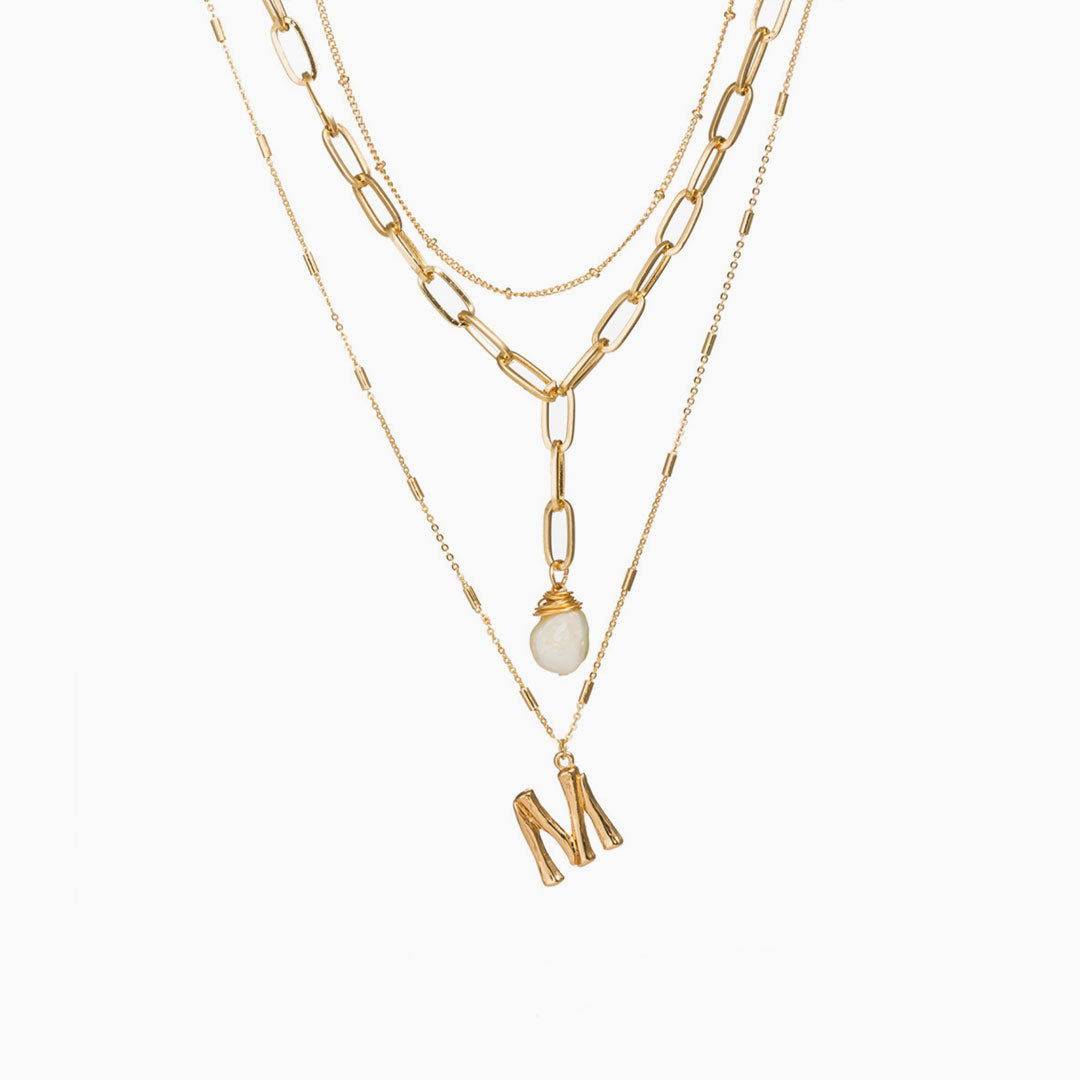 Boho Gold Plated Charm Pendant Layered Necklace One Size /