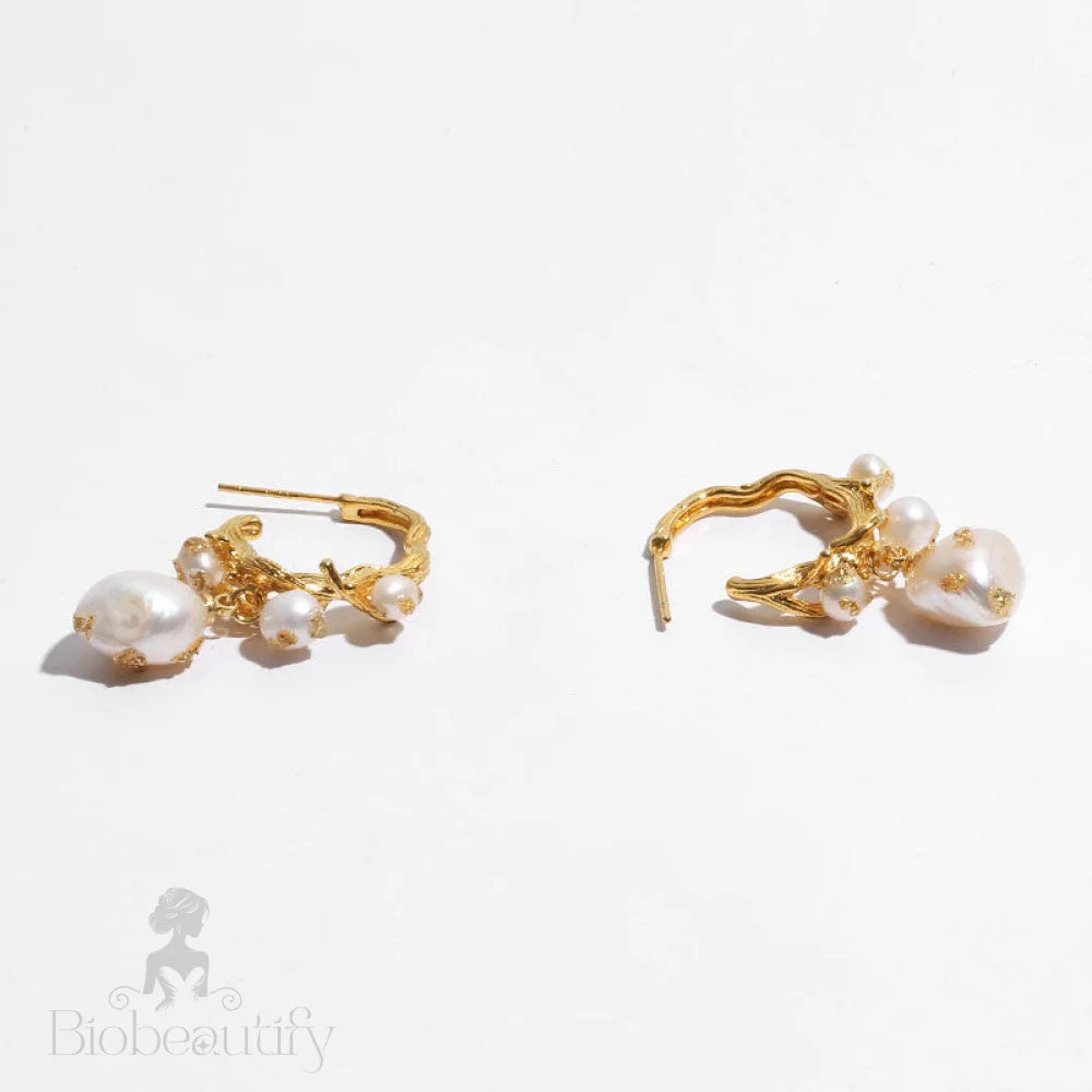 Gold Plated Pearl Beaded Stud Earrings