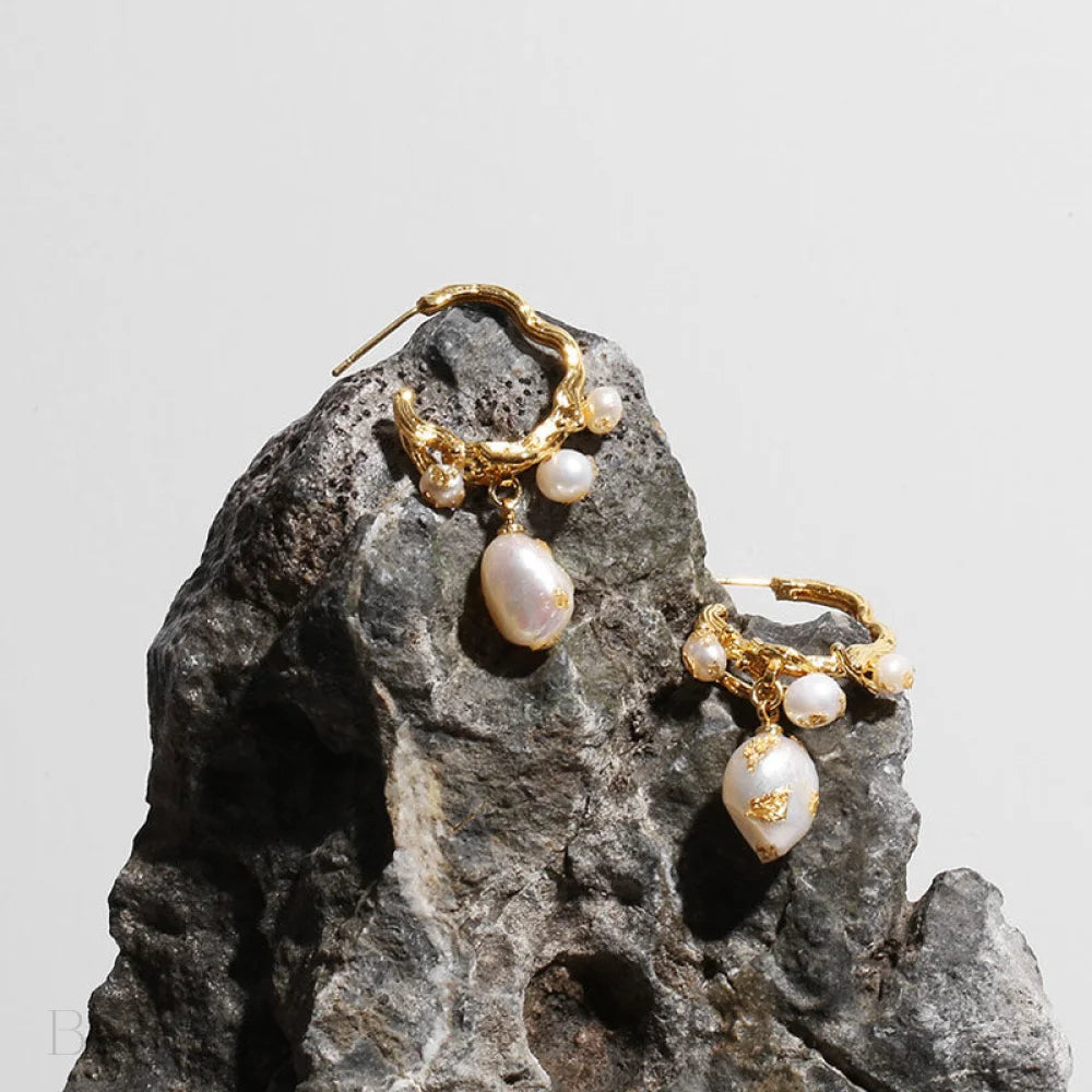 Gold Plated Pearl Beaded Stud Earrings