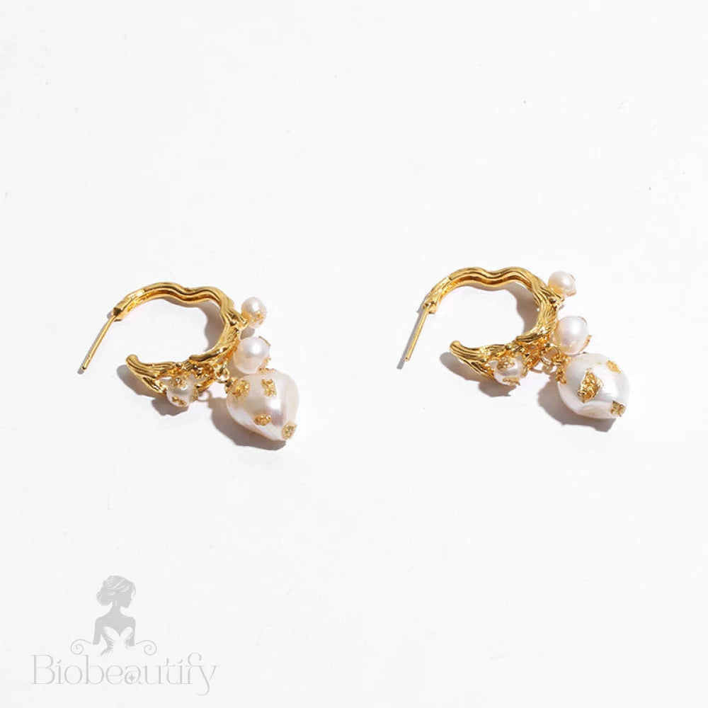 Gold Plated Pearl Beaded Stud Earrings