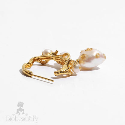 Gold Plated Pearl Beaded Stud Earrings