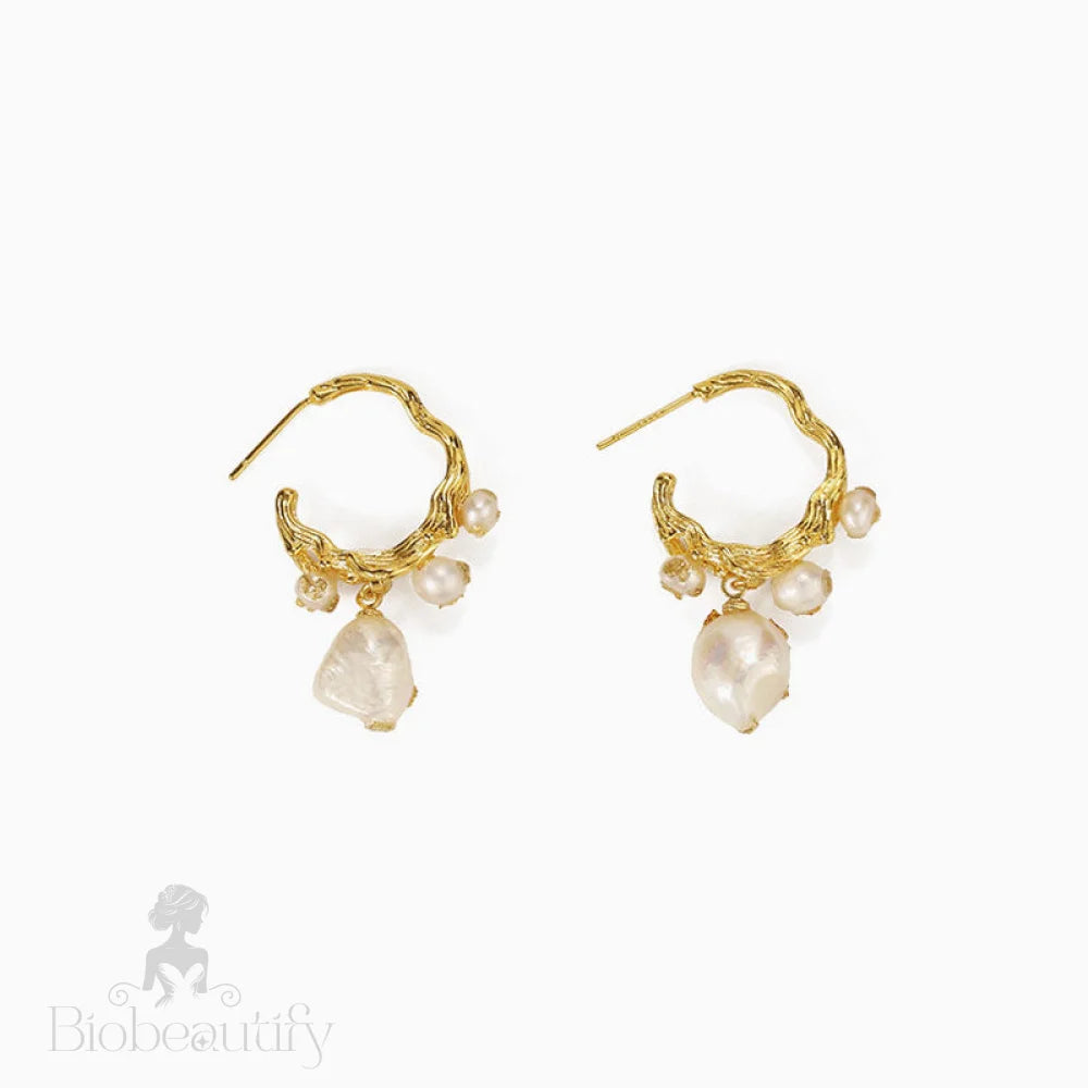 Gold Plated Pearl Beaded Stud Earrings One Size /