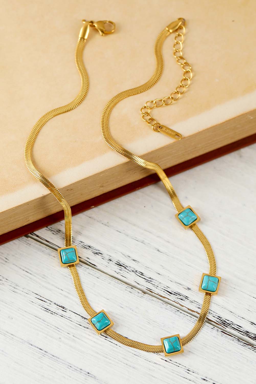 Serpent Bone Necklace With Turquoise