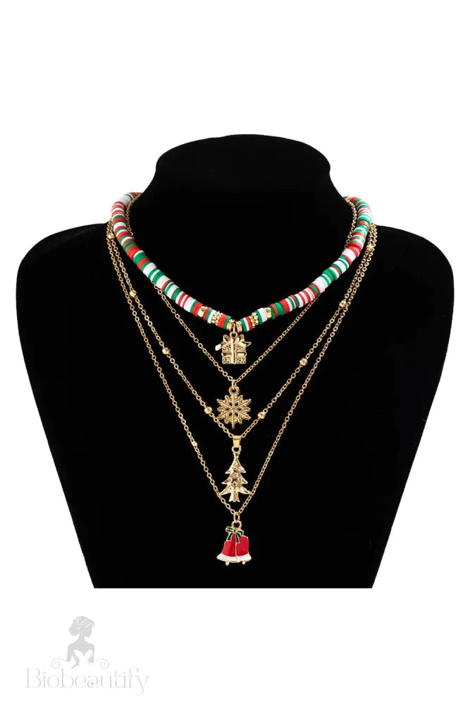 Golden Festival Pendant Necklace Set With Beaded Accents