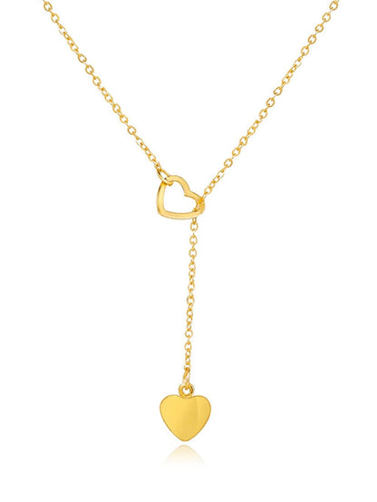 Heart Lariat Necklace With Patchwork Design