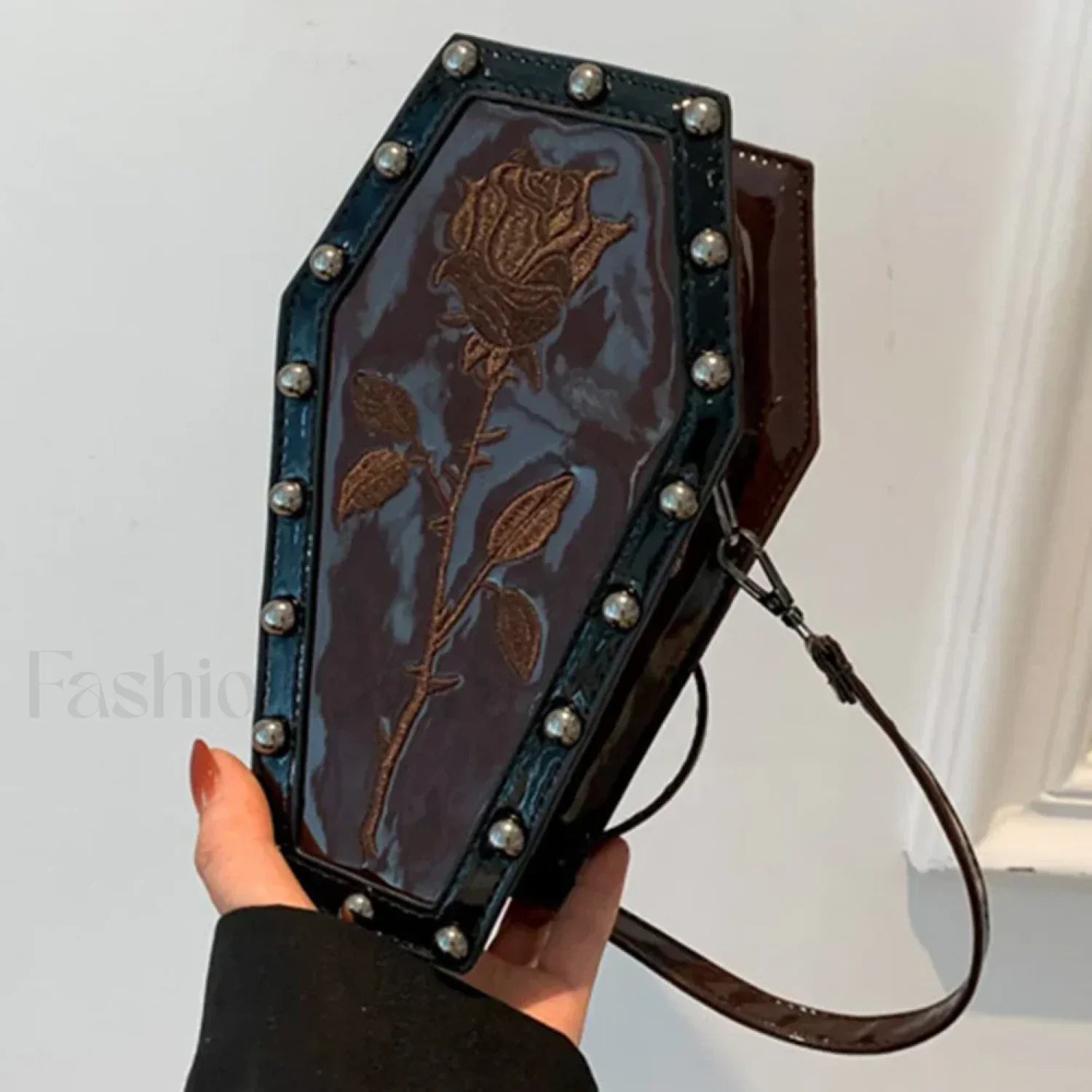Gothic Adjustable Spider Coffin Shape Mobile Phone Y2K Halloween Satchel Purse Bag claret1