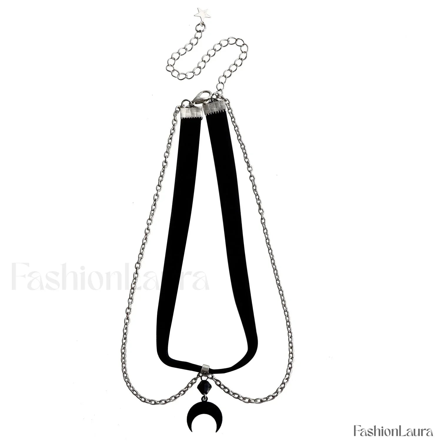 Gothic Black Velvet Pendant Necklace BLACK