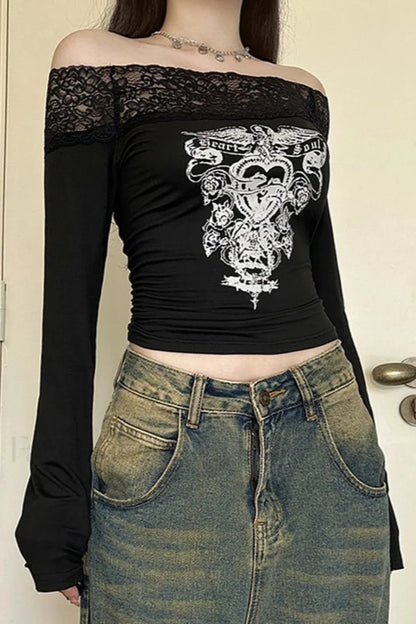 Gothic Colorblock Slim Fit T-Shirt Black / S