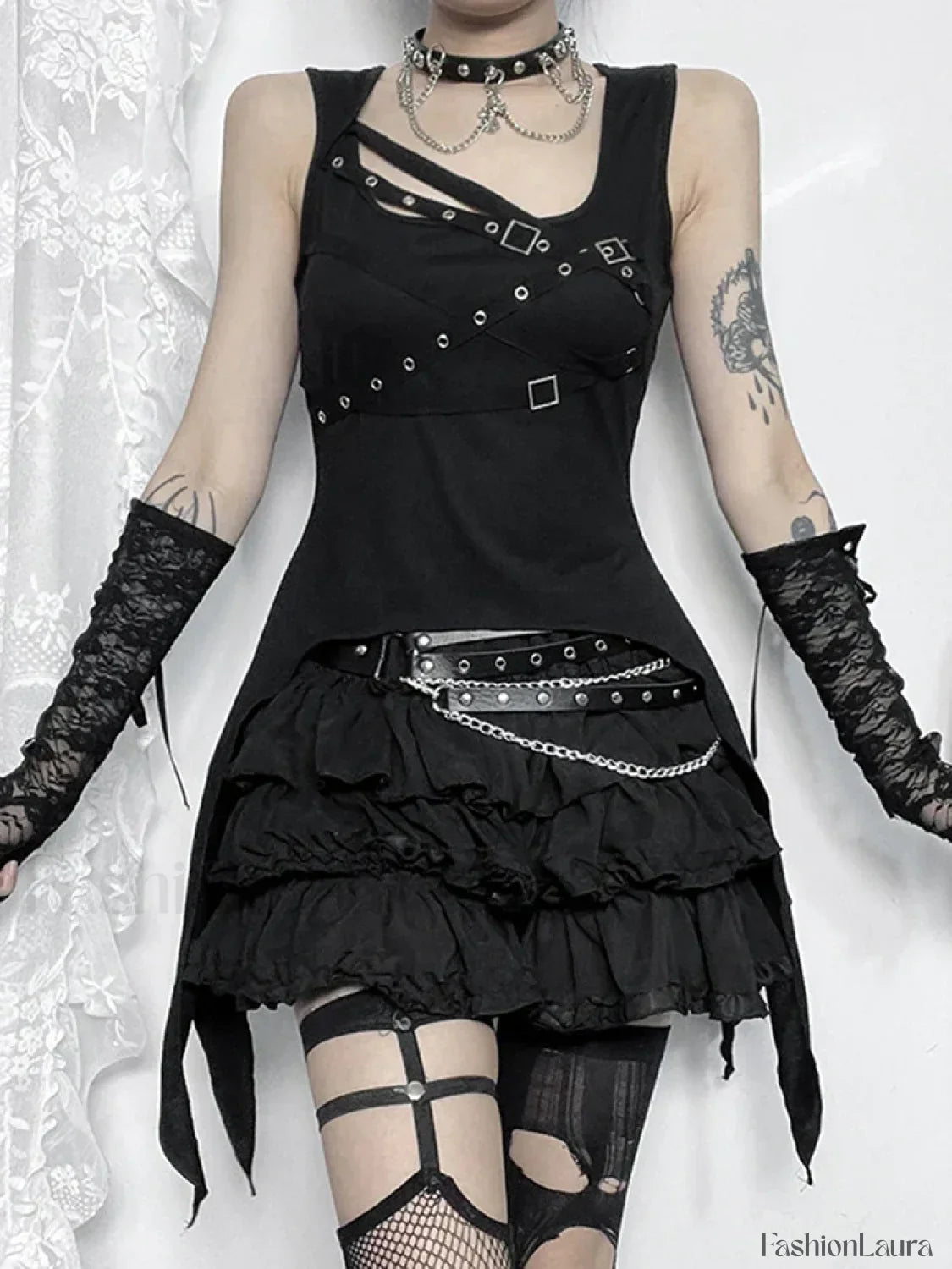 Gothic Crop Sleeveless Y2K Harajuku Irregular Top
