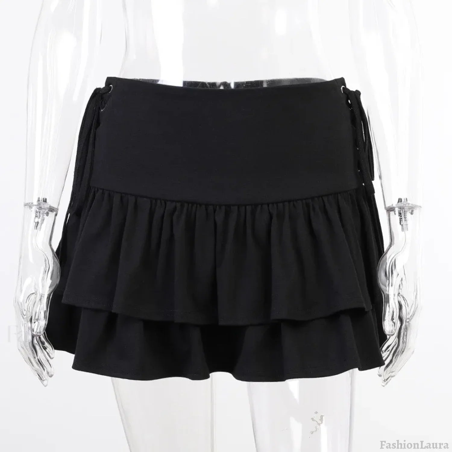 Gothic Cute Lolita Cake Mini Japanese Harajuku Girls Sweet Lace Plaid High Waist Pleated Goth Dark Skirt BLACK / S