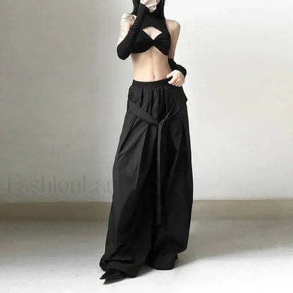 Gothic Emo Techwear Baggy Pants for Women with Vintage Flair