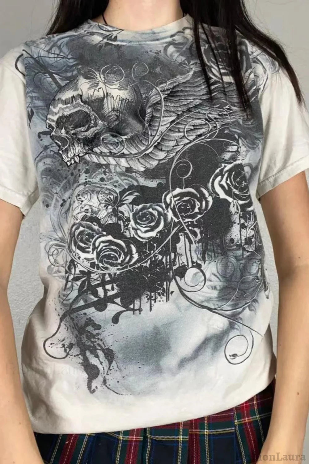 Gothic Graphic Oversize T-Shirt White / S
