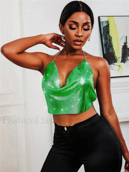 Gothic Party Club Corset Rhinestones Top 3 green / S