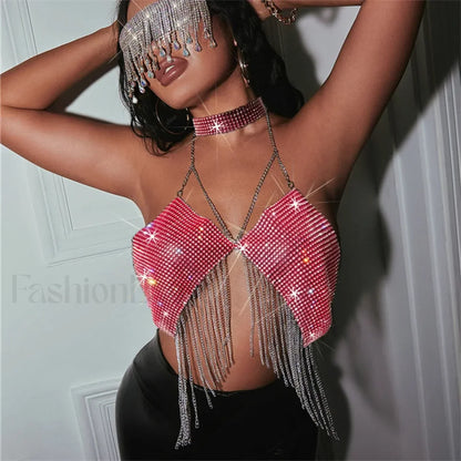 Gothic Party Club Corset Rhinestones Top rose red1 / S