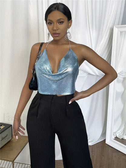 Gothic Party Club Corset Rhinestones Top sky blue / S