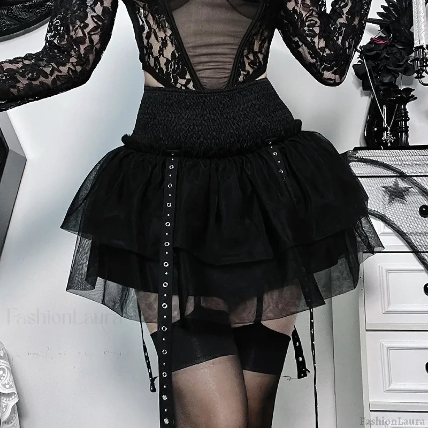 Gothic SteamPuffy Tutu Women’s Retro Classic High Waist Tulle Multi Layered Skirt