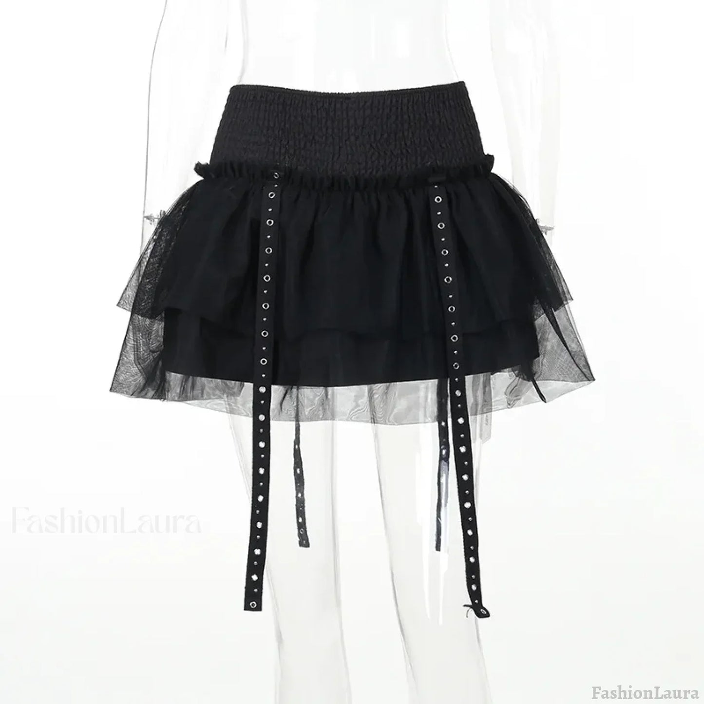 Gothic SteamPuffy Tutu Women’s Retro Classic High Waist Tulle Multi Layered Skirt Black / S