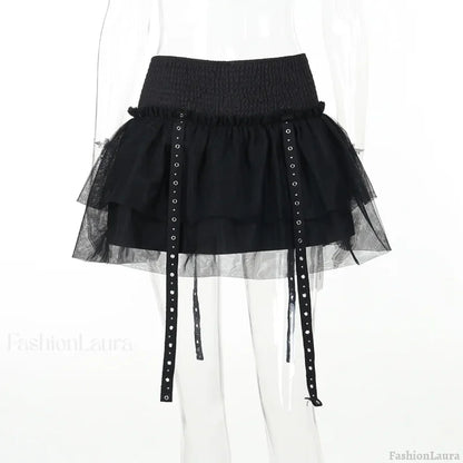 Gothic SteamPuffy Tutu Women’s Retro Classic High Waist Tulle Multi Layered Skirt Black / S