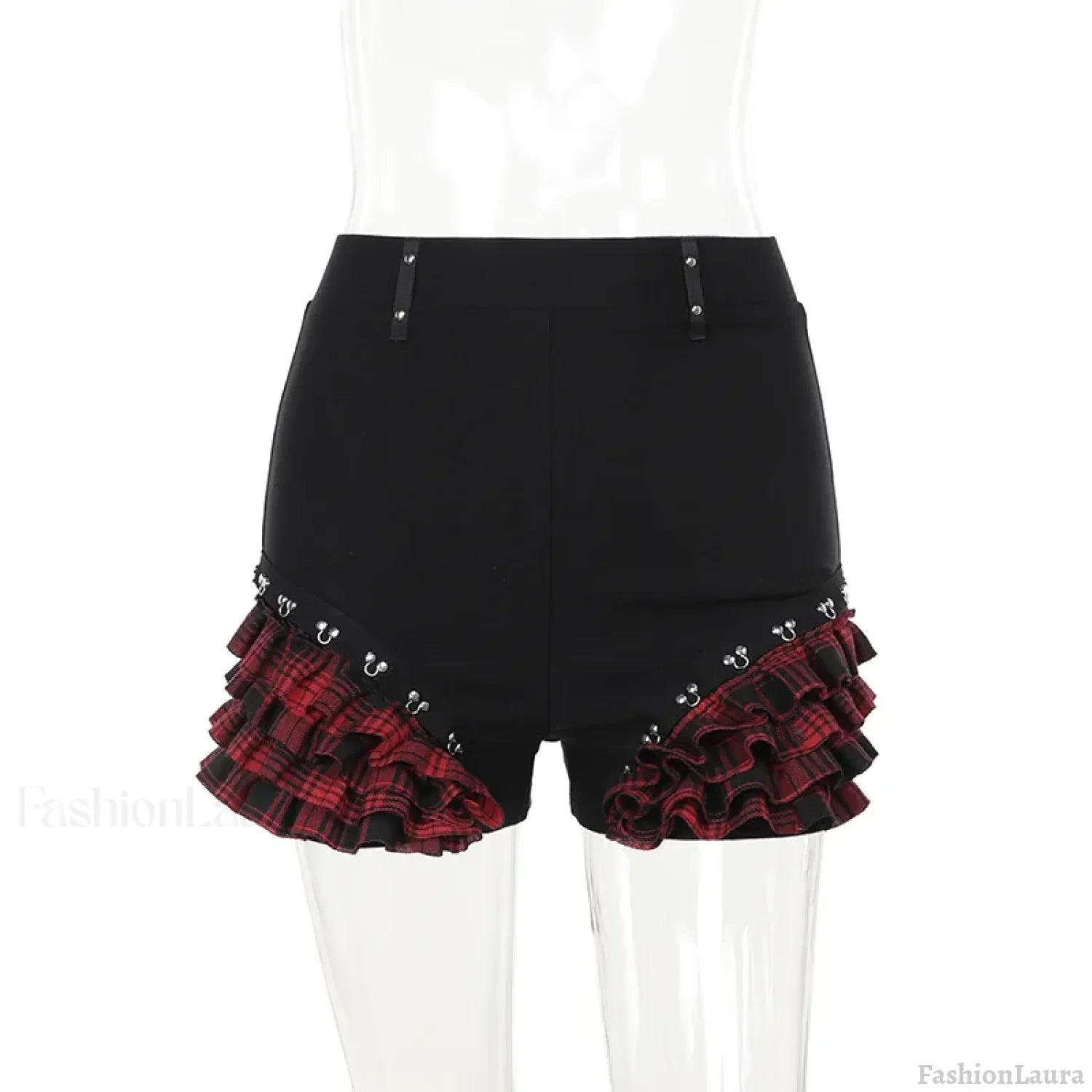 Gothic Summer 2024 New Arrival Landmine Series Plaid Patchwork Shorts Spicy Girl Halter Waist-Cinch Y2K Vest Skirt Blue