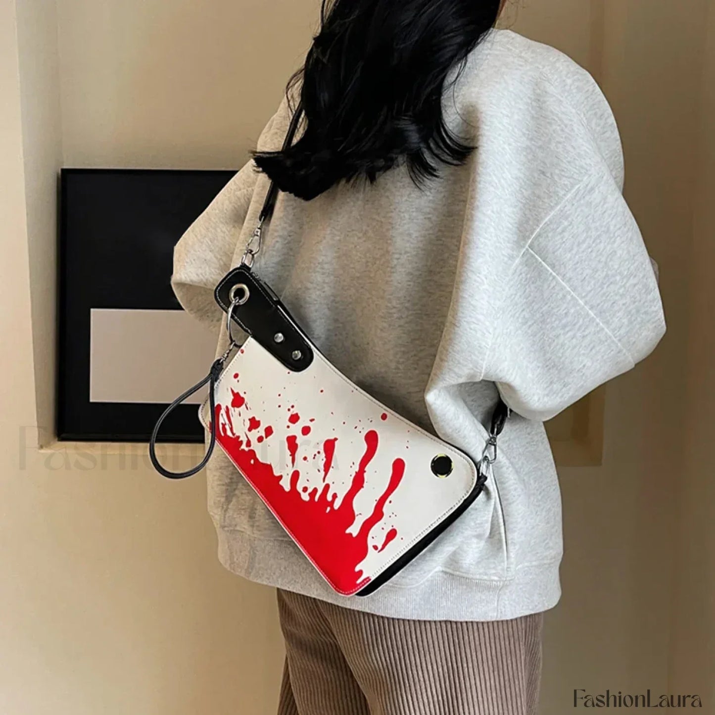 Gothic Unique Design PU Knife Shaped Halloween Clutch Bag White
