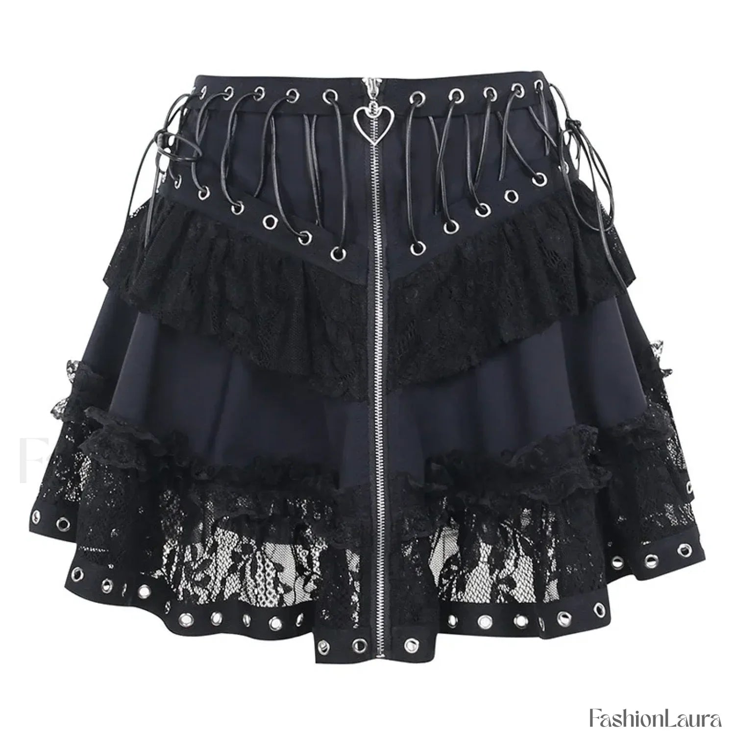 Gothic Vintage High Waist Zipper Cosplay Skirt BLACK / S